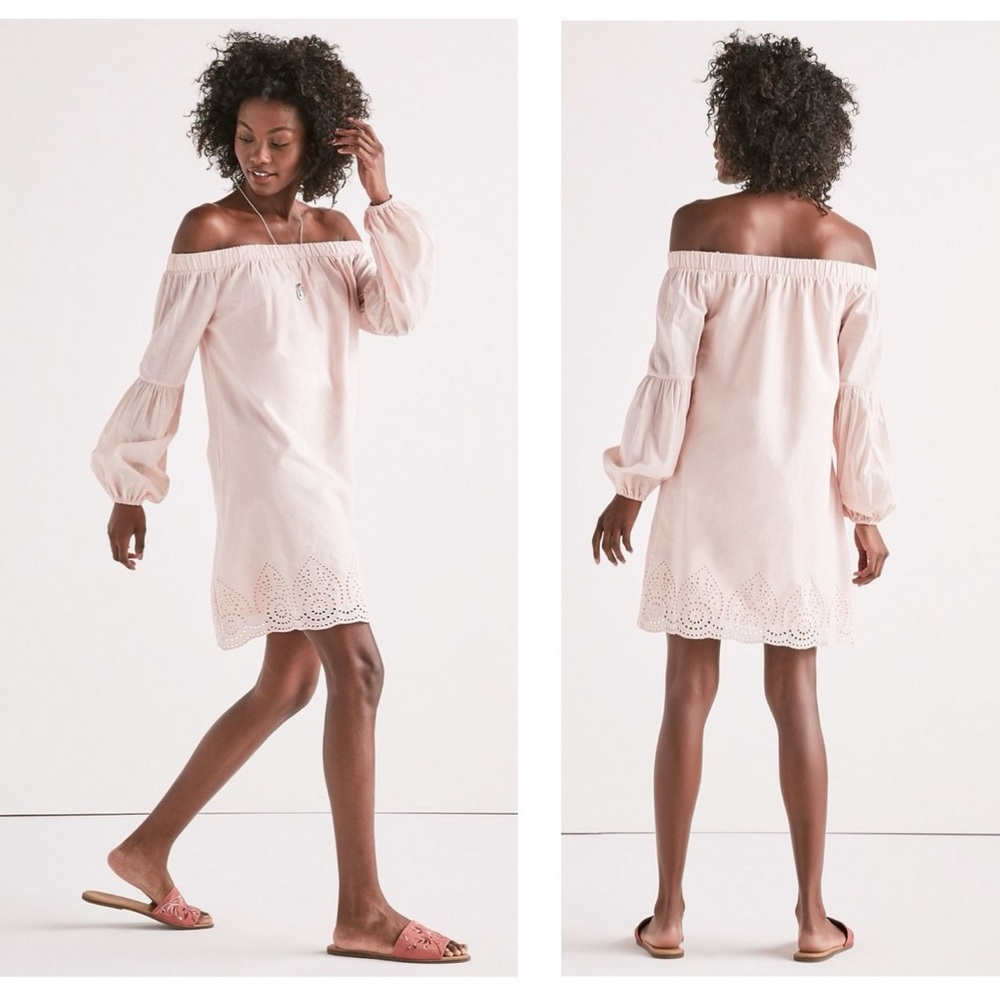 Lucky Brand Off Shoulder Schiffli Dress